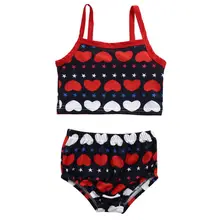 Дети маленьких Обувь Для Девочек Сердце Танкини комплект бикини Купальники для малышек костюм Высокая талия купальник Хлопок Ванный комплект жаркое лето