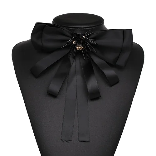 JUJIA, 4 цвета, модные аксессуары для одежды, ювелирная лента, бант, броши на булавке для женщин, эффектная брошь - Окраска металла: black
