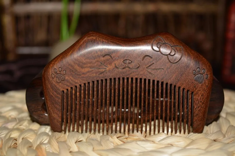 

ZGTGLAD Pocket Wooden Comb Natural Gold Sandalwood Super Narrow Tooth Wood Combs Double side engraved small Comb hair