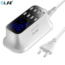 Olfa 8 Ports USB Charger Smart LED Display Screen US EU UK Plug Travel AC Power Adapter Socket Wall Charger Cell Phone Tablet