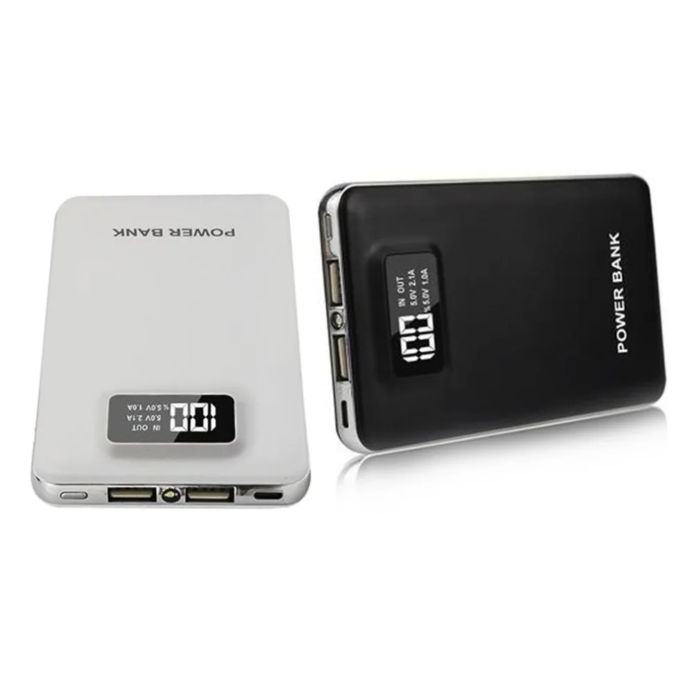 20000mAh Backup Battery Portable Phone Charger Intelligent Mobile LCD Digital Display LED Lights 2.1A/1A Dual USB Power Bank