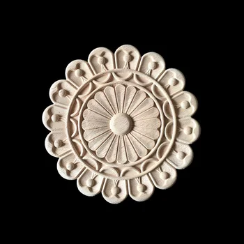 

Furniture Wood Carving Appliques Vintage Nautical Decor Cabinet Door Solid Wood Decals Flowers Pattern Carved Wood Crafts 20CM