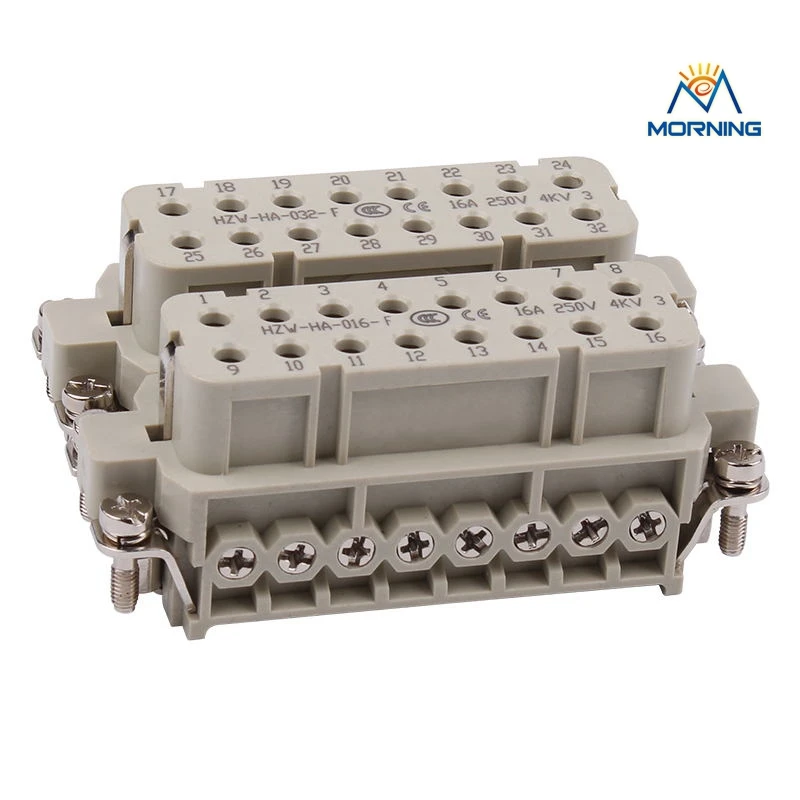 

HA-032 16A 250V Surface Silver Plated Material Copper Alloy Male Female Insert 32 Pin Connector Usage Bulkhead Mounting