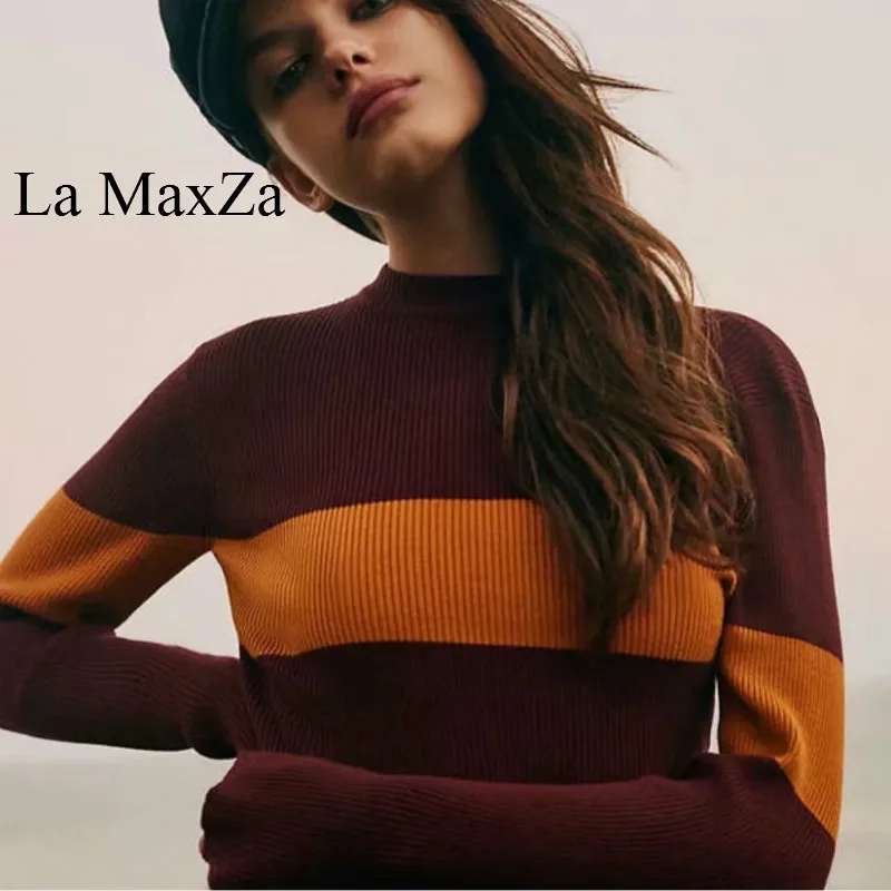 Bodysuits for Women Long Sleeve Rompers Knitted Fabric Striped Design