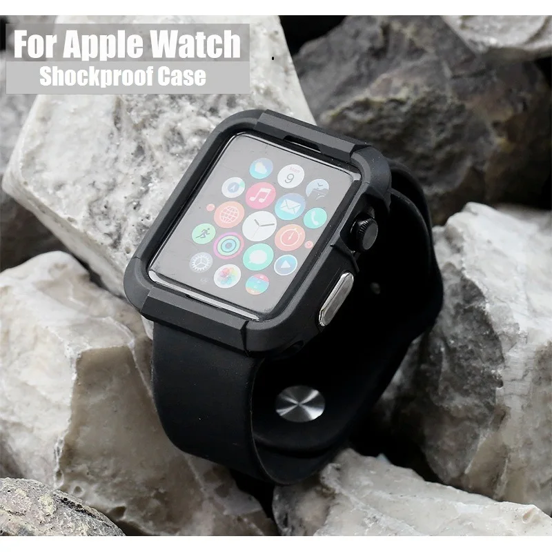 

For Apple Watch Case Series 3 1 2 38mm 42mm Cover Shockproof Sport Outdoor Silicone Rubber Gel Skin for iwatch Black White Blue
