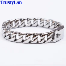 TrustyLan модные новые звенья цепи браслет из нержавеющей стали мужские тяжелые 12 мм Широкие мужские s браслеты браслет в форме велосипедной цепи