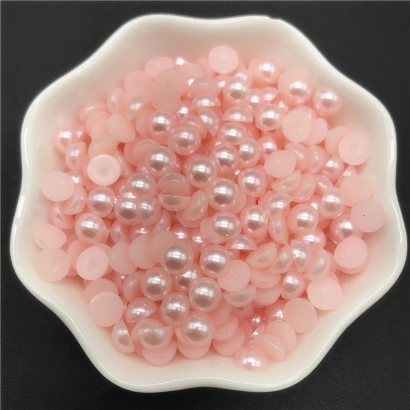 

4mm 6mm 8mm 10mm Pink Imitation Pearl Half Round Pearl Flat Back Scrapbook Beads DIY Jewelry Making