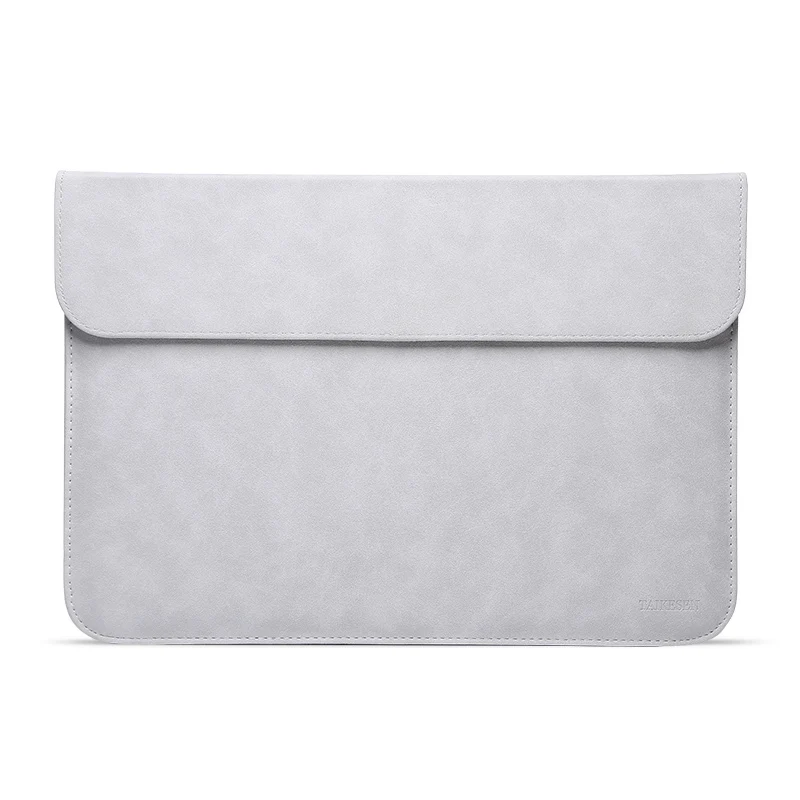 Portable PU Laptop Sleeve Bag Notebook Handbag Case For Macbook Air Pro 11 12 13 Retina New Pro 13.3 15.4 Touch Bar Cover - Цвет: Light gray 2