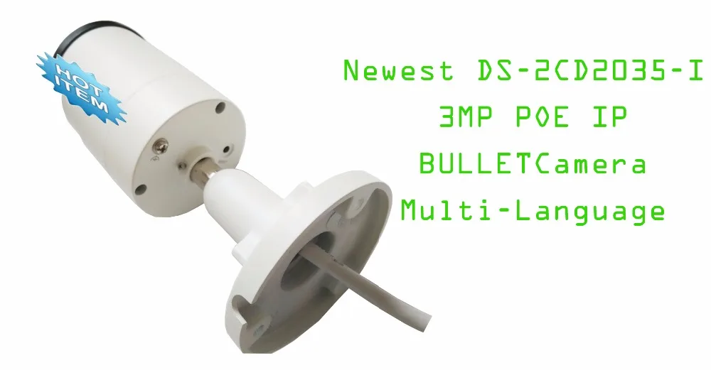 

DS-2CD2035-I/ 3MP 1/3" CMOS Bullet IPC CCTV Camera, Support POE, IR 30m, H.265Encode/Replace for DS-2CD2032-I