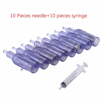 

10 Pieces Disposable derma pen needle cartridge +syringe tube for Electric Auto Derma Stamp Pen Meso