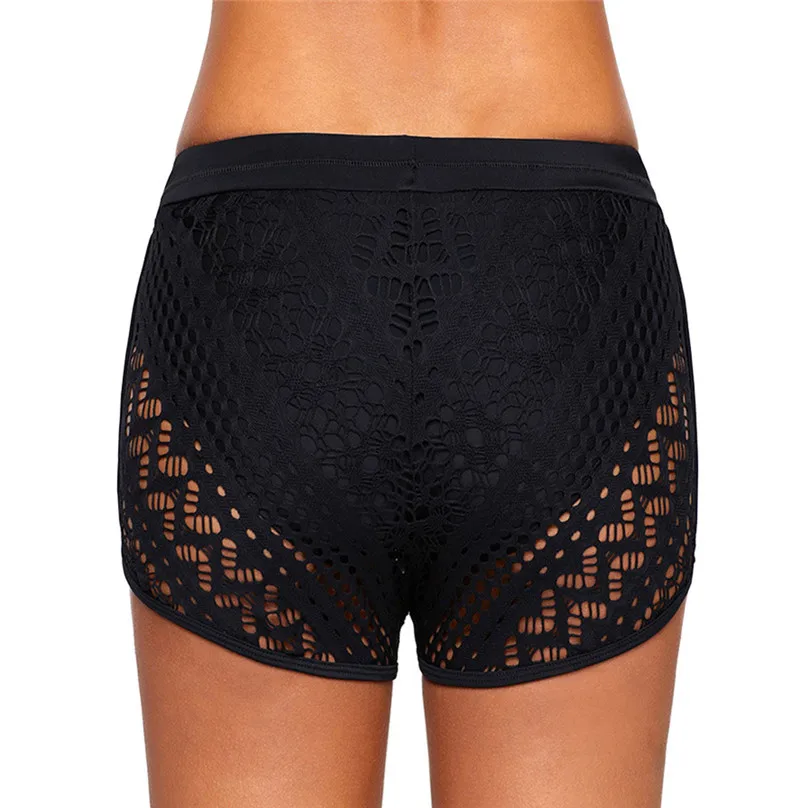 Women Swimming Shorts Pants Beach Shorts Swimwear Ladies Hollow Out Swimsuit Shorts swimming Beachwear #4A01 (2)
