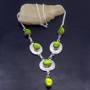 

Hermosa Glowing CharmsTopaz Silver Color Chain Charms Necklace Women Prom Dresses 18.5 Inch A121