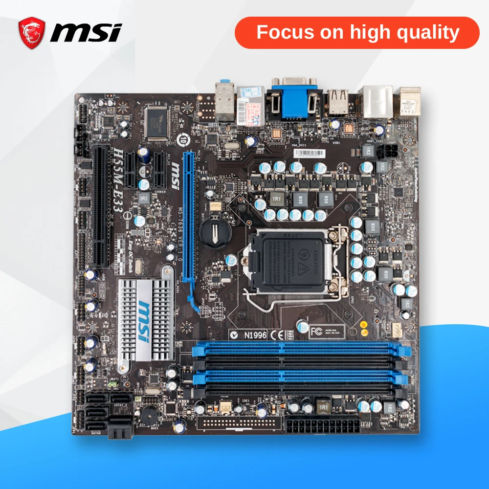 MSI H55M-E33 Desktop Motherboard H55 Socket LGA 1156 i3 i5 i7 DDR3 Micro-ATX On Sale