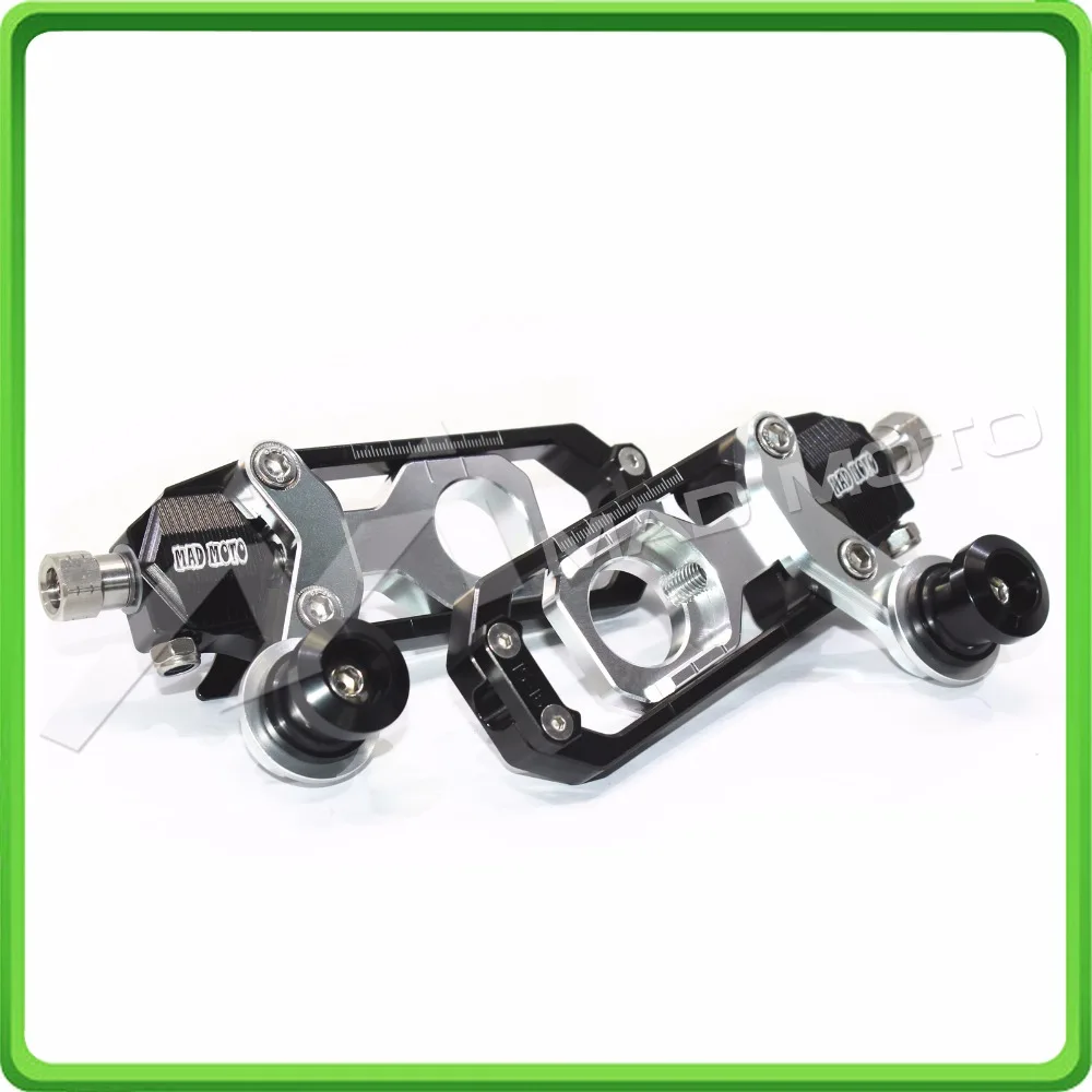 Motorcycle Chain Tensioner Adjuster with bobbin fit for APRILIA RSV4 2009 2010 2011 2012 2013 2014 Black & Silver (7)