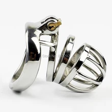 Stainless Steel Male Chastity Belt Adult Cock Cage With arc shaped Cock Ring font b Sex