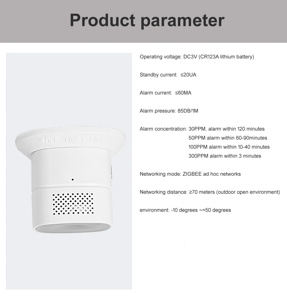 alarm siren Zigbee3.0 Carbon Monoxide Detector CO Gas Alarm Sensor Control Compatible with SmartThing Conbee stick Zigbee Gateway/Hub ring alarm keypad buttons