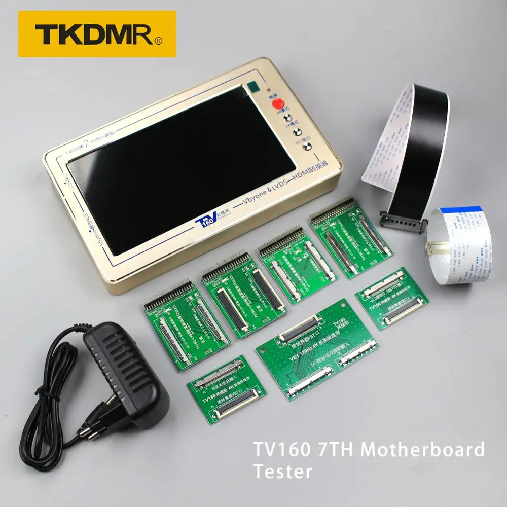  TKDMR TV160 7th TV Motherboard Tester Tools Vbyone&LVDS to HDMI Converter With Seven Adapter Plate 