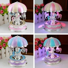 Горячая merry-go-светодио дный Round LED лошадь карусель музыкальная шкатулка Детская Игрушка музыкальный день рождения игрушка телефоны подарок