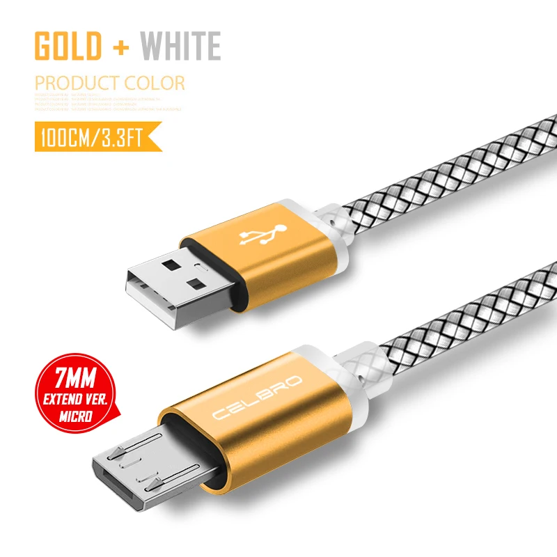 7 мм Длинный разъем Micro USB кабель для быстрой зарядки 2.4A мобильный сотовый телефон кабель для зарядного устройства 1 м/100 см для Oukitel k10000/k6000 Pro