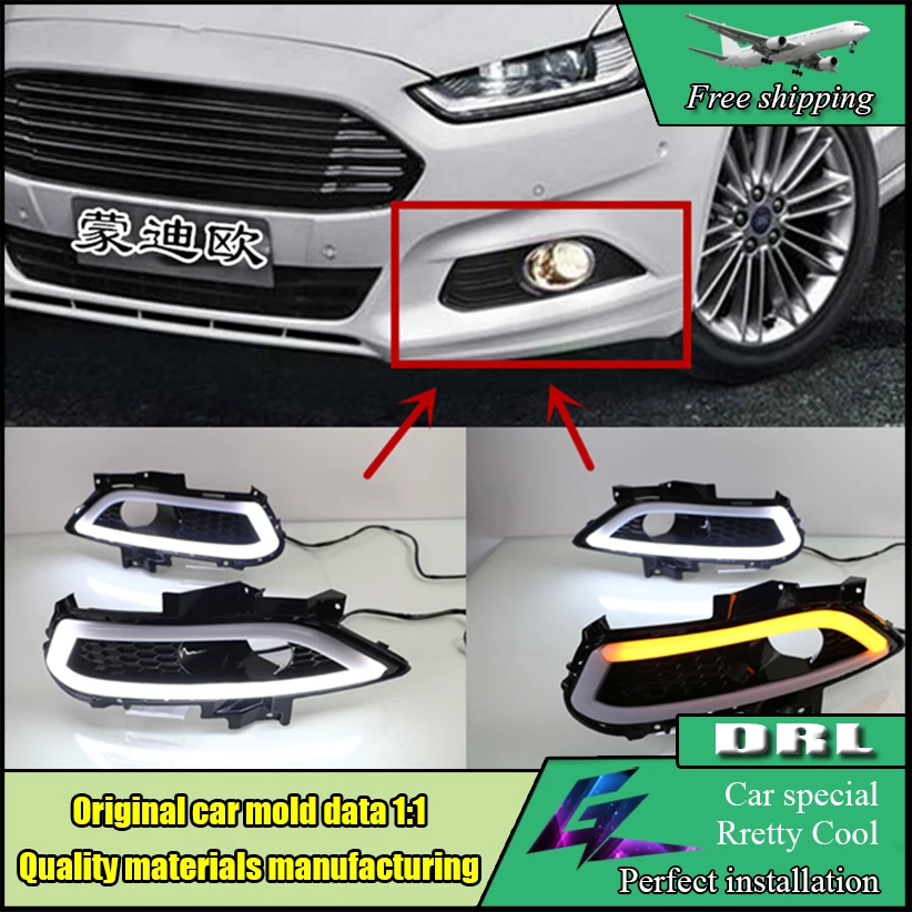 Car Styling LED Daytime Running Light With Yellow Turn Signal Lamp ABS Cover For Ford Mondeo For