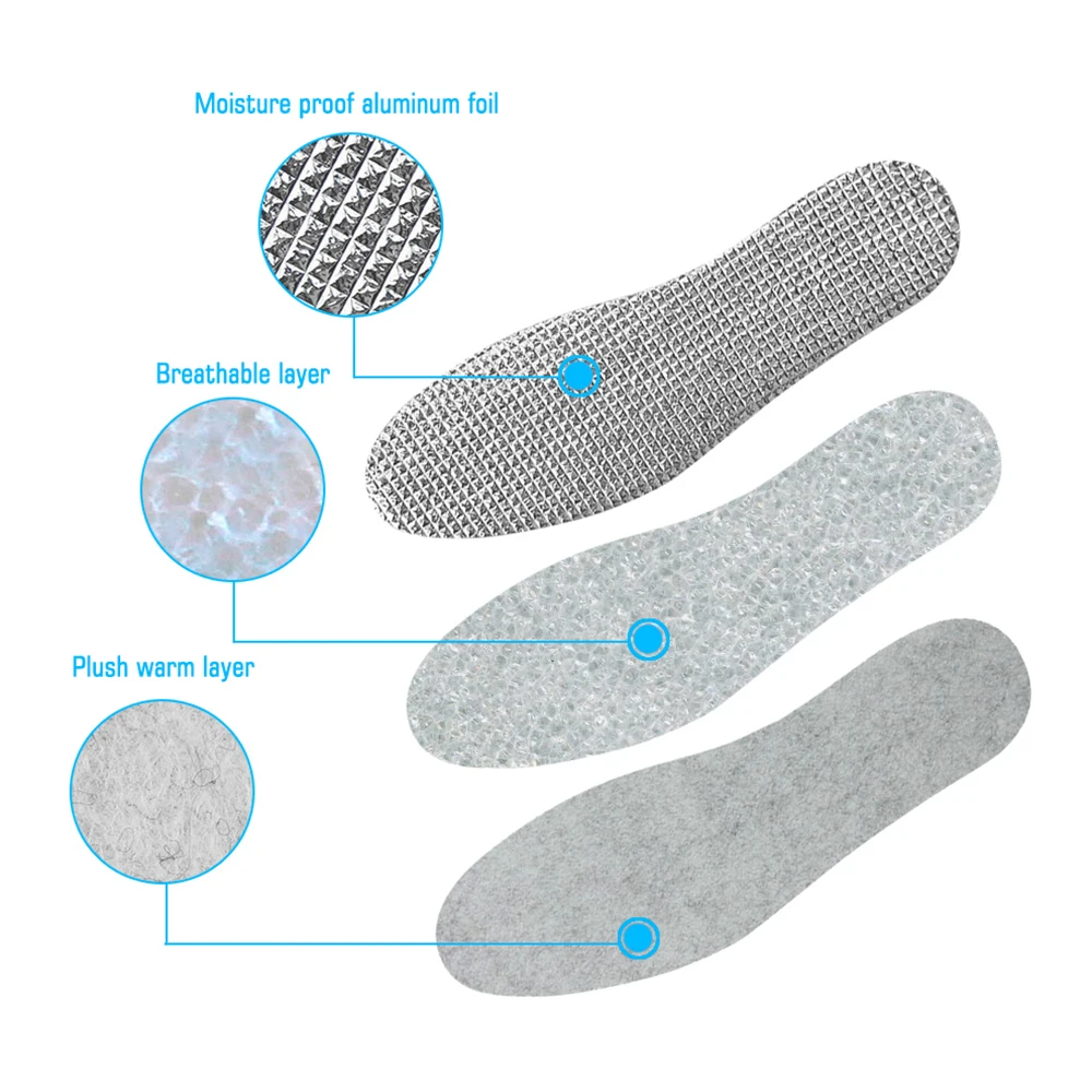Demine, теплые стельки из алюминиевой фольги, абсорбционный дезодорант, впитывающие пот, Дышащие стельки, универсальные стельки для спорта и отдыха