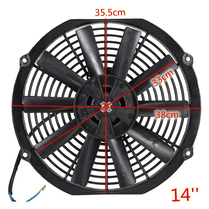 Ceny Uniwersalny 8 910 12 14 Cal chłodnica oleju wodnego 12 V 80 W Pull Push proste ostrze wentylator elektryczny do motocykla samochodowego