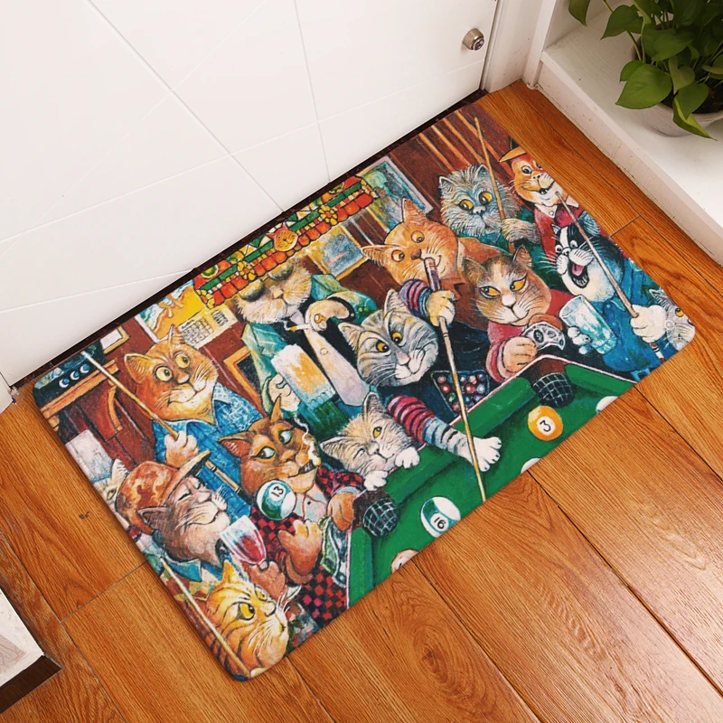 Nordic INS style printed door mat Cat cartoon carpet plant mat bedroom door bed covered with blanket