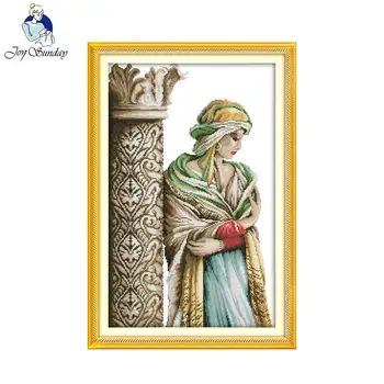 

Joy Sunday Arab girl Figure Needlework Creative Embroidery Fabric Sets Home Decor Handmade Cross Stitch Set Cross Stitch Pattern