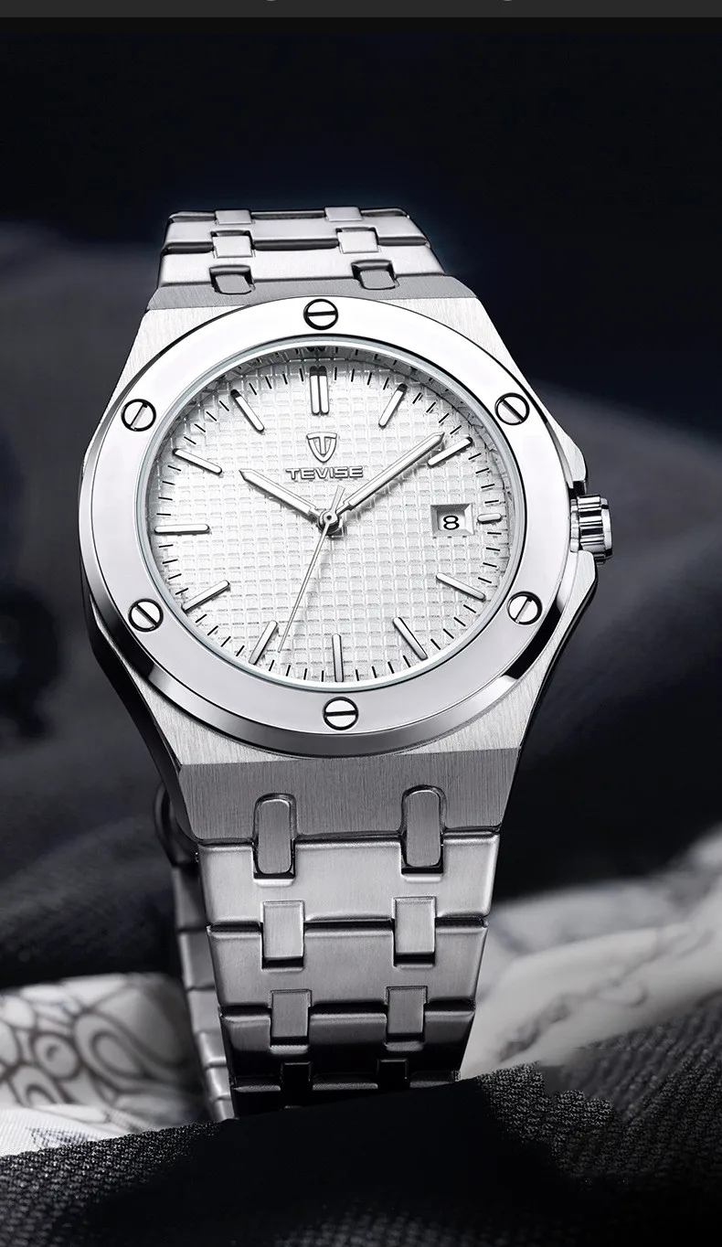 Tevise спортивные часы Мужские автоматические механические наручные часы светящиеся Авто Дата военный дизайн Высокое качество часы из нержавеющей стали