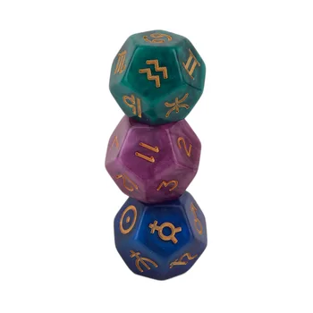 

3 pcs 9 Polyhedral Dice Astrological Creative Dice Set Multi-Faceted Acrylic Dice for EZ Constellation Games