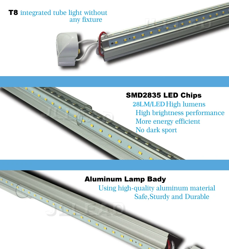 100 упак. T8 v-образный светодио дный Integrated лампа 20 Вт-48 Вт 2ft 3ft 4ft ft 6ft 8ft linkable integrated замена лампы