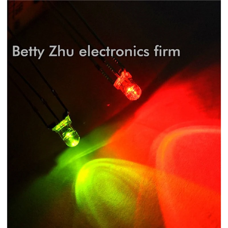 

100PCS/LOT LED 3MM round red and green light-emitting diode (common cathode diode) transparent shell water clear
