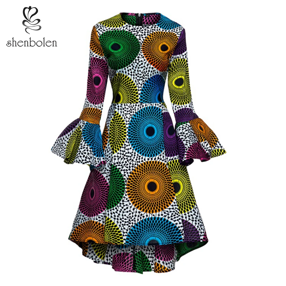 Африканские платья для женщин, осеннее платье с длинными рукавами, Африканское платье с вощеным принтом, африканская традиционная одежда, платья Анкары