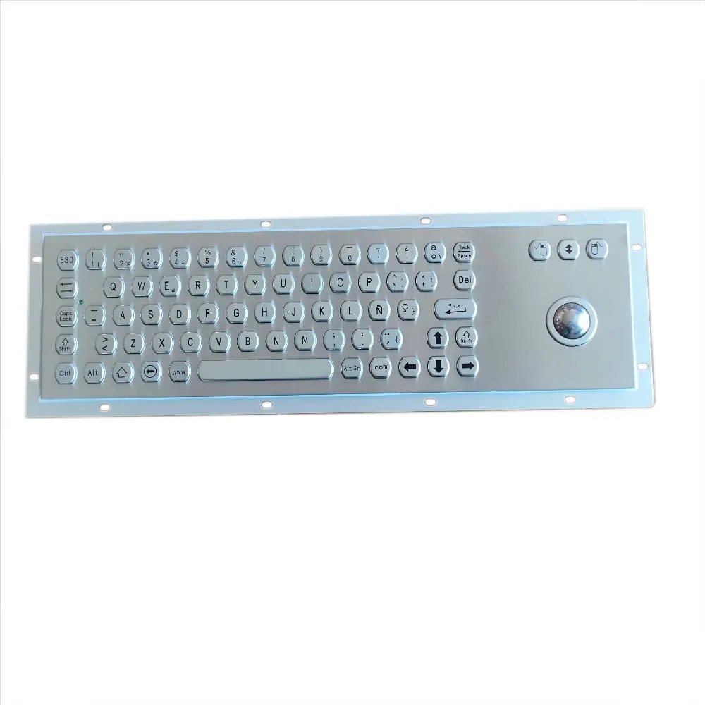 

66 key buttons Hexagon keycap waterproof keyboard with optional touchpad or integrated 38mm/25mm stainless steel metal trackball