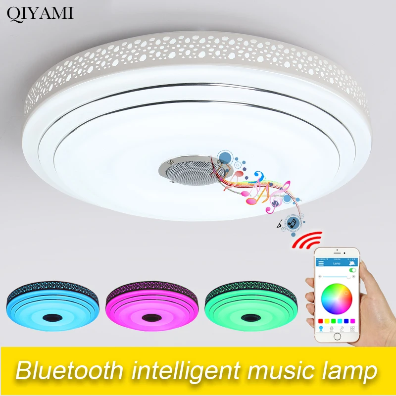 

Modern round music Chandeliers for living Room Bedroom RGB color Led Chandeliers Lights Fixture with speaker remote control dero
