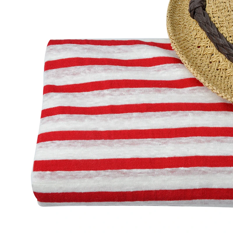 

Xintianji French linen fabric stripe knit jersey fabric for shirts sewing material 50*168cm/piece K302728