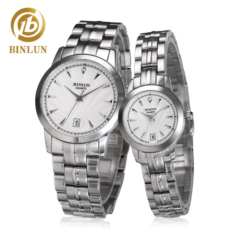 

BINLUN Luxury Silver Couple Watches Waterproof Unisex Quartz Watches Couple Gift Pair Wristwatches Automatic Quartz Watch Couple