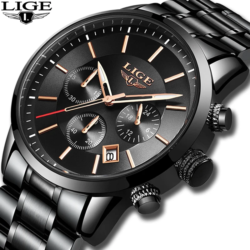 LIGE Mens Watches Top Brand Luxury Men's Sports Watch For Male Casual Waterproof Date Analog Quartz Watch Men Clock Reloj Hombre
