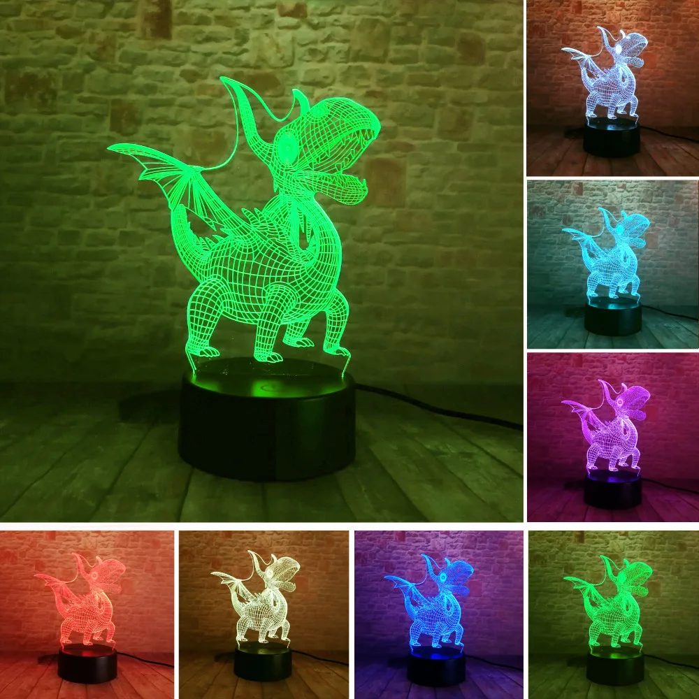 

Pterosaur Dinosaur 3D Illusion Led Lamp 7 Color Led Bulb Decor Night Light USB Touch Sleeping Table Lamp Child Kids Baby Gift