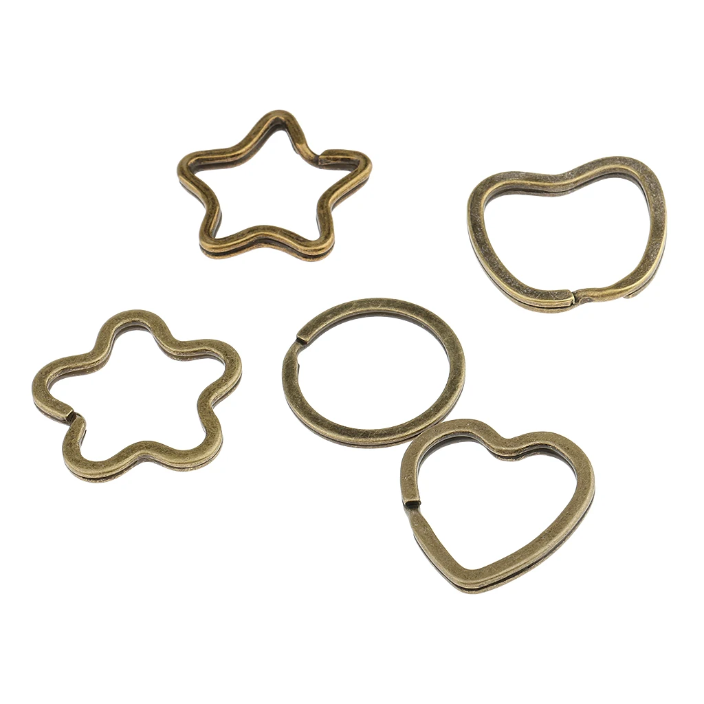 20 Pieces Alloy Bronze SPILT KEY RING Key Chain Small Ring Finding Mixed Style