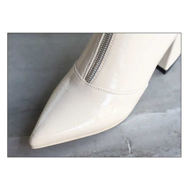 Tanie Xiaying uśmiech Hot sprzedaż kobiety botki internetowe gwiazdy styl Pointed Toe solidne buty damskie moda na co dzień do szycia buty z zamkiem błyskawicznym