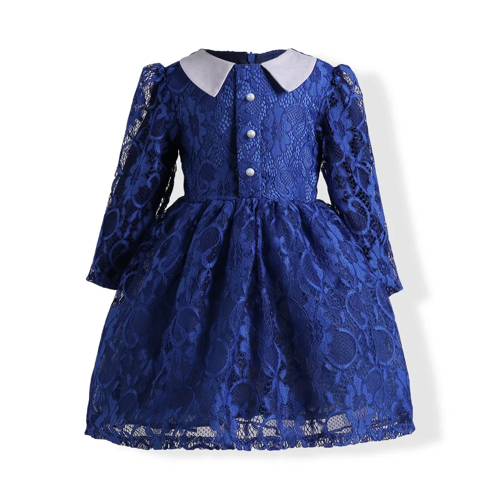 Children Girl Clothes Beautiful Blue Lace Gown Dress for Girls Kid's Clothing Party Princess