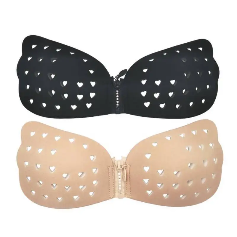 Solid Stick Gel Silicone Bra Women Self Adhesive Strapless Zipper