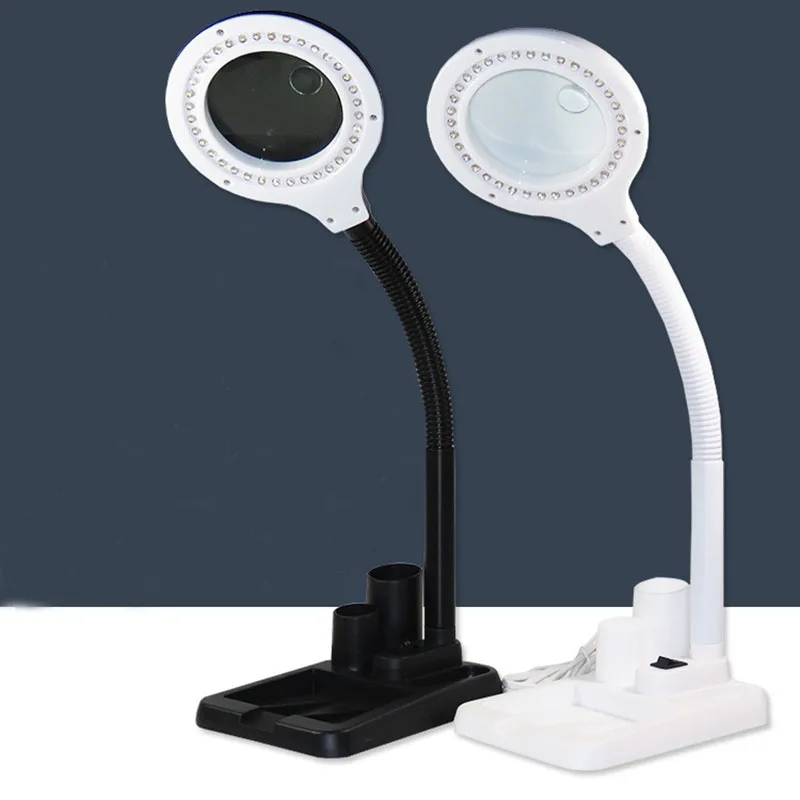 Светодиодный светильник-лупа с поворотом на 360 градусов, рукоятка 5X 10X, увеличительная сварочная многофункциональная настольная лампа со стеклянными линзами