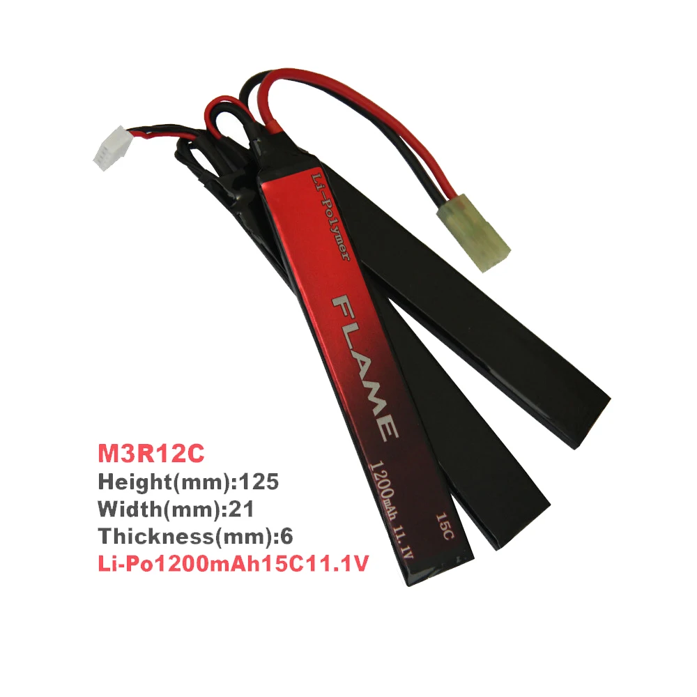 

1pcs 100% Orginal Flame 11.1V 1200mah 15C LiPo Li-Po Lithium RC Battery Pack for AEG Radio Car M3R12C