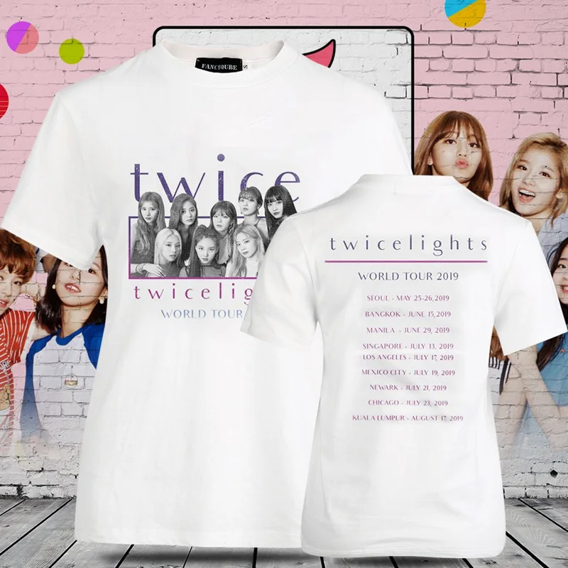 

2019 Twice Hit Cotton Korea Crop Top Women Short SleeveT Shirt Kpop Twice Tshirt O-Neck Summer T-Shirts