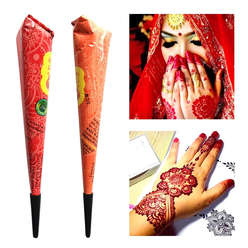 هبوط السفينة الهندي الحناء لصق الوشم المؤقت للماء الجسم الطلاء hena الفن كريم مخروط ل استنسل موقع قران الجسم الفن TSLM2