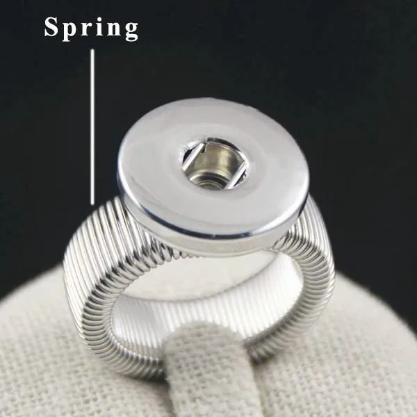 50pcs/lot 2016 New Diy Spring Button Ring Fit 18mm snap new button Adjustable Button Diy Ring
