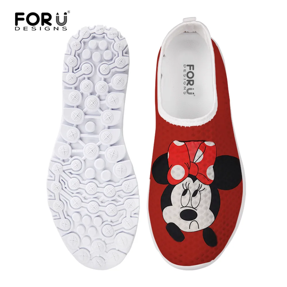 

FORUDESIGNS Fashion Mouse Decoration Women Flats Casual Shoes Sneakers Female Slip On Elastic Shoes Woman Mesh Light Shoes