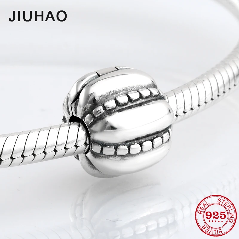 

2018 fashion 925 Sterling Silver round stripe clips Lock beads Fit Original Pandora Charm Bracelet Jewelry making
